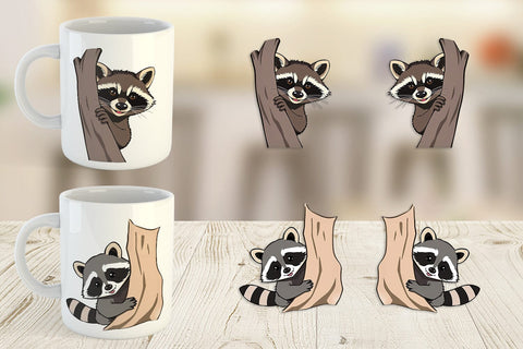 Mug Wrap Peeking Raccoon Sublimation artnoy 