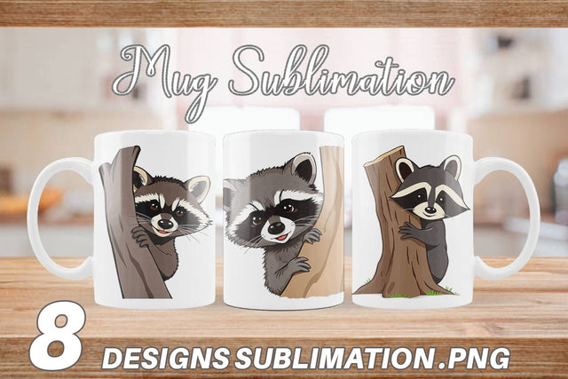 Mug Wrap Peeking Raccoon Sublimation artnoy 