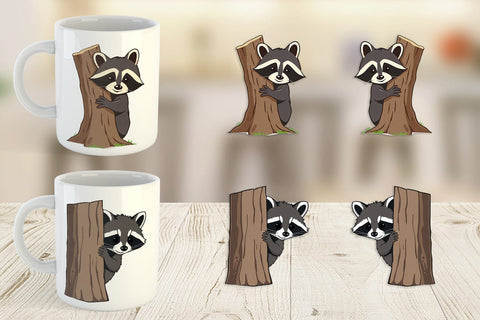 Mug Wrap Peeking Raccoon Sublimation artnoy 
