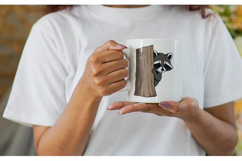 Mug Wrap Peeking Raccoon Sublimation artnoy 