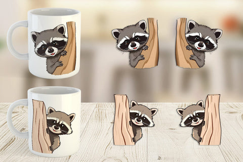 Mug Wrap Peeking Raccoon Sublimation artnoy 