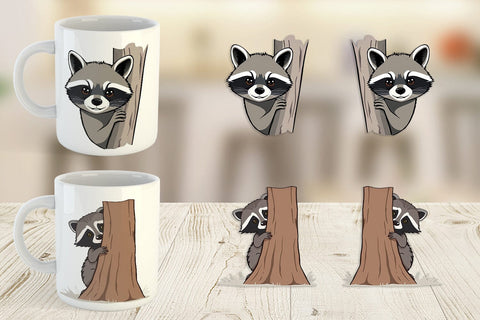 Mug Wrap Peeking Raccoon Sublimation artnoy 