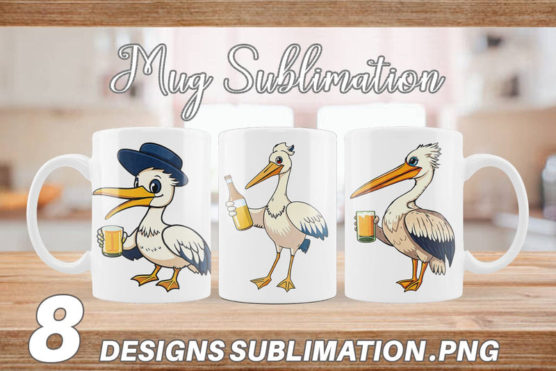 Mug Wrap Pelican Beer Day Sublimation artnoy 
