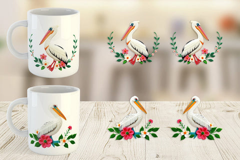 Mug Wrap Pelican Embroidery Sublimation artnoy 