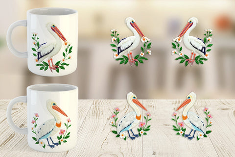 Mug Wrap Pelican Embroidery Sublimation artnoy 