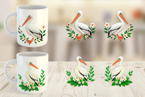 Mug Wrap Pelican Embroidery Sublimation artnoy 