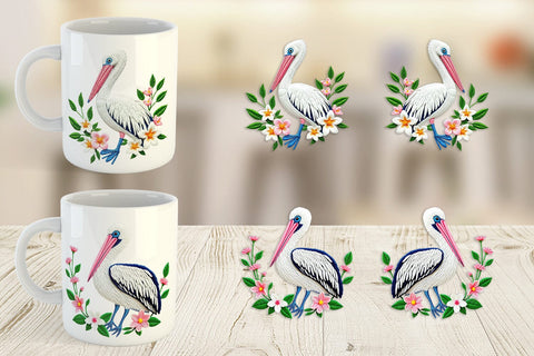 Mug Wrap Pelican Embroidery Sublimation artnoy 