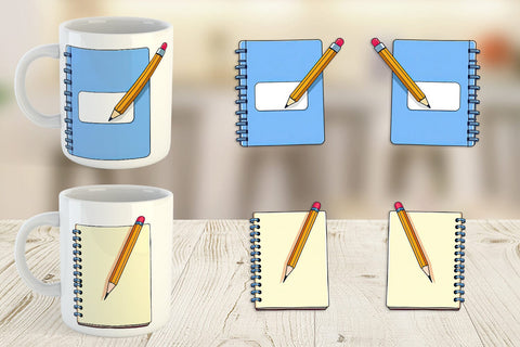 Mug Wrap Pencil and Notebook Sublimation artnoy 