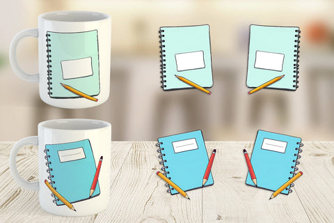 Mug Wrap Pencil and Notebook Sublimation artnoy 