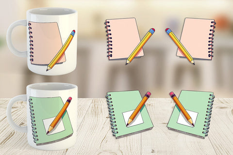 Mug Wrap Pencil and Notebook Sublimation artnoy 