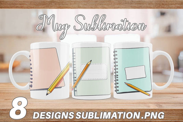 Mug Wrap Pencil and Notebook Sublimation artnoy 