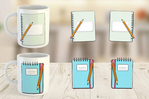 Mug Wrap Pencil and Notebook Sublimation artnoy 