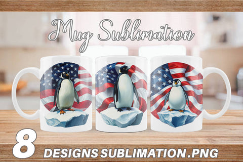 Mug Wrap Penguin 4th of July Sublimation artnoy 