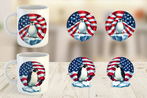 Mug Wrap Penguin 4th of July Sublimation artnoy 