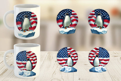 Mug Wrap Penguin 4th of July Sublimation artnoy 