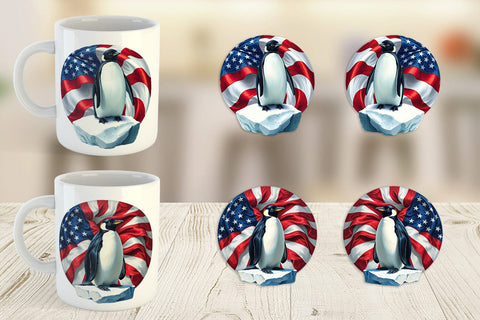 Mug Wrap Penguin 4th of July Sublimation artnoy 