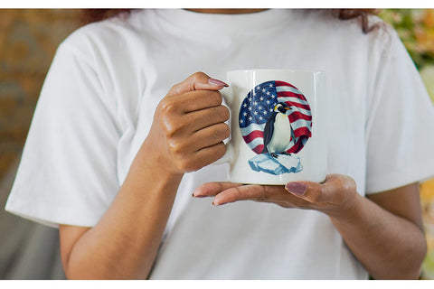 Mug Wrap Penguin 4th of July Sublimation artnoy 