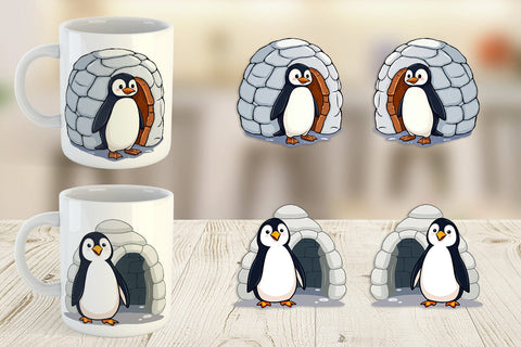 Mug Wrap Penguin and Igloo Sublimation artnoy 