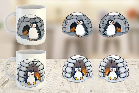 Mug Wrap Penguin and Igloo Sublimation artnoy 