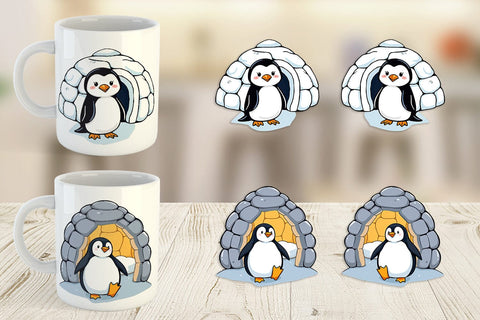Mug Wrap Penguin and Igloo Sublimation artnoy 