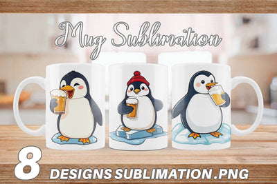 Mug Wrap Penguin Beer Day Sublimation artnoy 