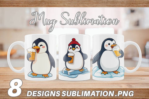 Mug Wrap Penguin Beer Day Sublimation artnoy 