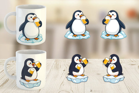 Mug Wrap Penguin Beer Day Sublimation artnoy 