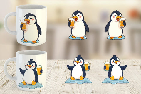 Mug Wrap Penguin Beer Day Sublimation artnoy 