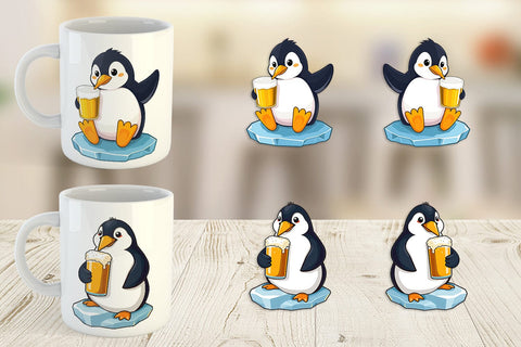Mug Wrap Penguin Beer Day Sublimation artnoy 