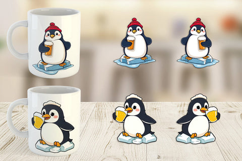 Mug Wrap Penguin Beer Day Sublimation artnoy 