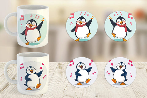 Mug Wrap Penguin Dancing Sublimation artnoy 