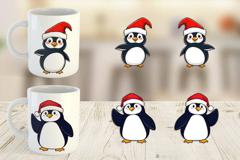 Mug Wrap Penguin in a Santa Hat Sublimation artnoy 