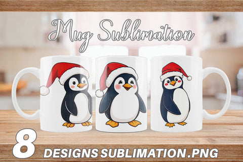 Mug Wrap Penguin in a Santa Hat Sublimation artnoy 