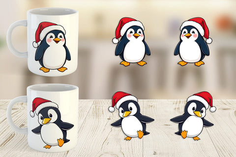 Mug Wrap Penguin in a Santa Hat Sublimation artnoy 