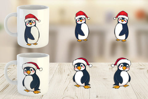 Mug Wrap Penguin in a Santa Hat Sublimation artnoy 