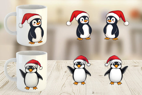 Mug Wrap Penguin in a Santa Hat Sublimation artnoy 