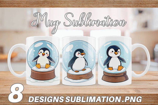 Mug Wrap Penguin in a Snow Globe Sublimation artnoy 