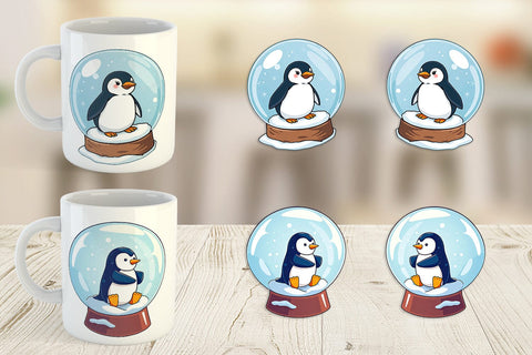Mug Wrap Penguin in a Snow Globe Sublimation artnoy 