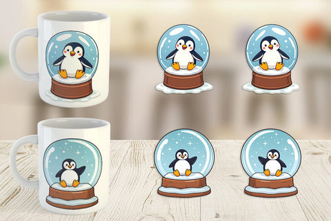Mug Wrap Penguin in a Snow Globe Sublimation artnoy 