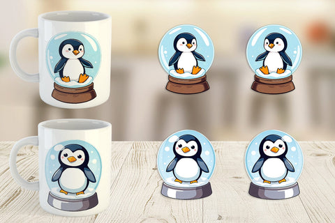 Mug Wrap Penguin in a Snow Globe Sublimation artnoy 