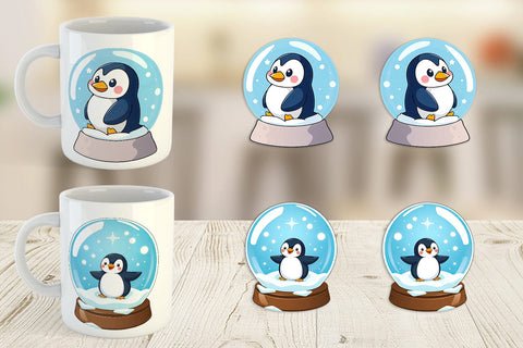 Mug Wrap Penguin in a Snow Globe Sublimation artnoy 