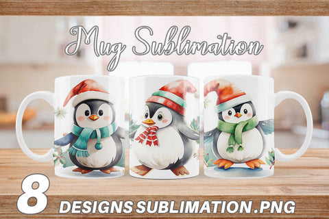 Mug Wrap Penguin in Santa Hat Sublimation artnoy 