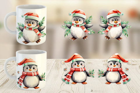 Mug Wrap Penguin in Santa Hat Sublimation artnoy 