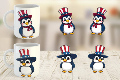 Mug Wrap Penguin Patriotic Sublimation artnoy 