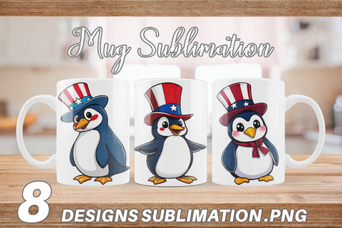 Mug Wrap Penguin Patriotic Sublimation artnoy 