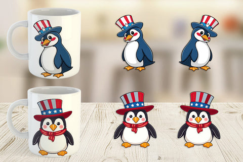 Mug Wrap Penguin Patriotic Sublimation artnoy 