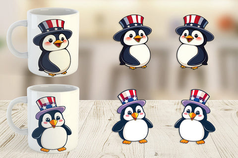Mug Wrap Penguin Patriotic Sublimation artnoy 