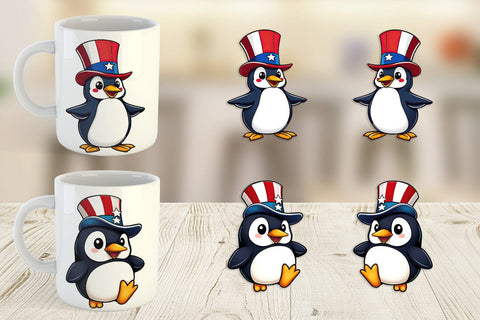 Mug Wrap Penguin Patriotic Sublimation artnoy 