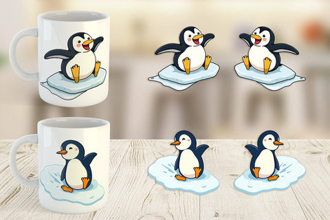 Mug Wrap Penguin Sliding on Ice Sublimation artnoy 