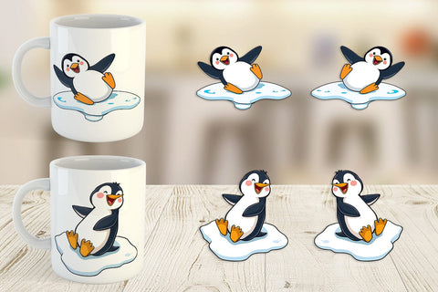 Mug Wrap Penguin Sliding on Ice Sublimation artnoy 